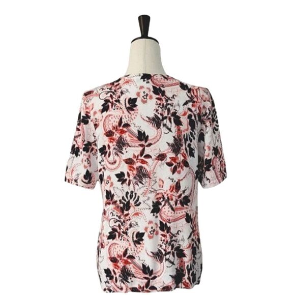 Christopher & Banks Coral Floral Patterned Elbow Sleeve Button Down Cardigan S - Picture 4 of 8